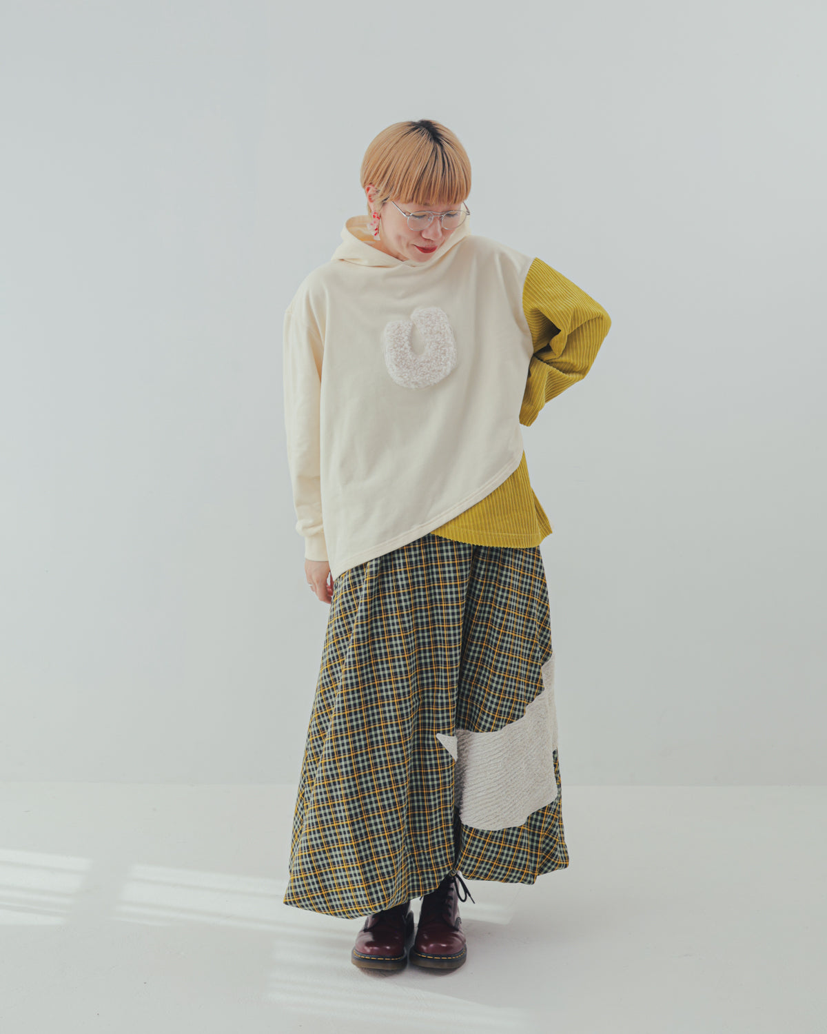 チェックmoonシャギーバルーンスカート ladies  [352-1101-2]