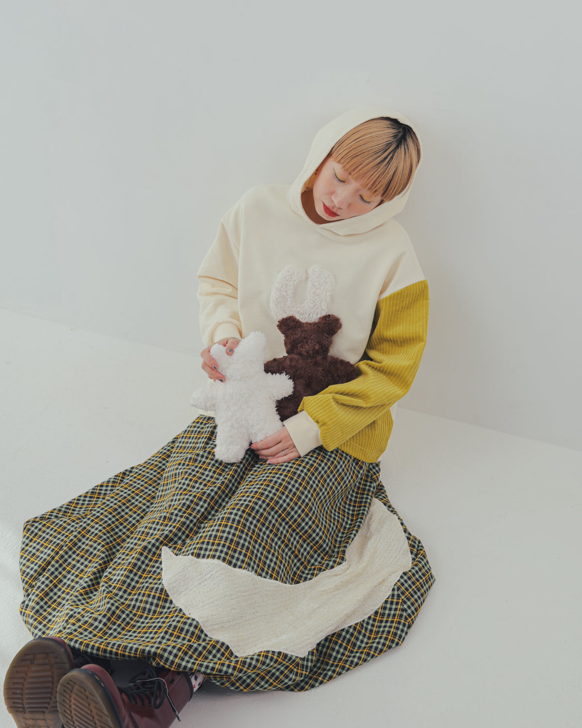 チェックmoonシャギーバルーンスカート ladies  [352-1101-2]