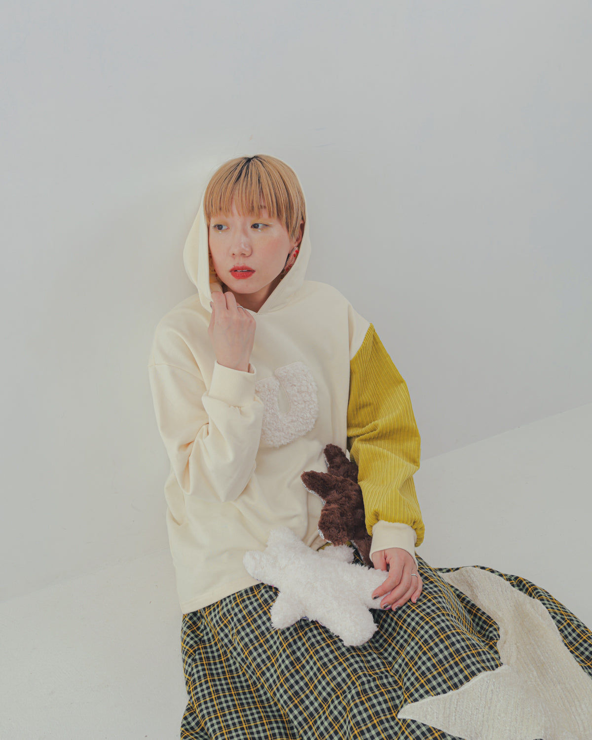 チェックmoonシャギーバルーンスカート ladies  [352-1101-2]
