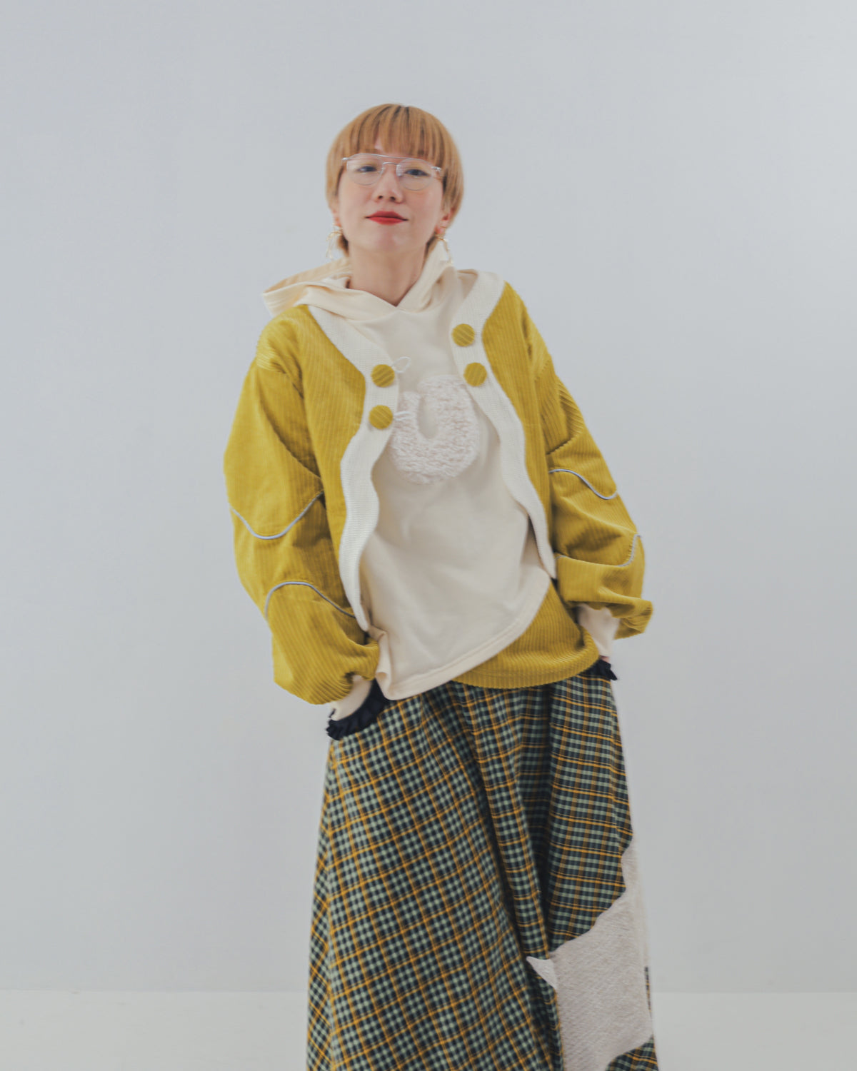 waveラインコーデュロイボレロ   ladies  [352-0504-2]