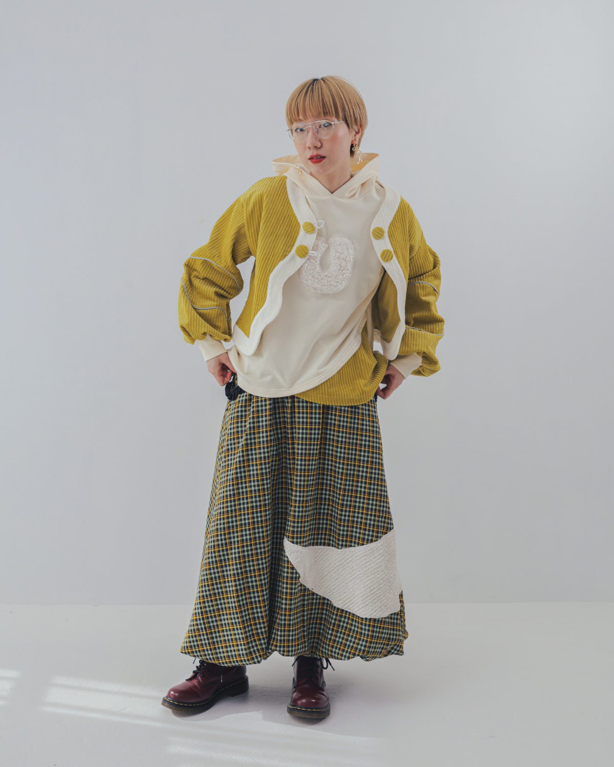 チェックmoonシャギーバルーンスカート ladies  [352-1101-2]