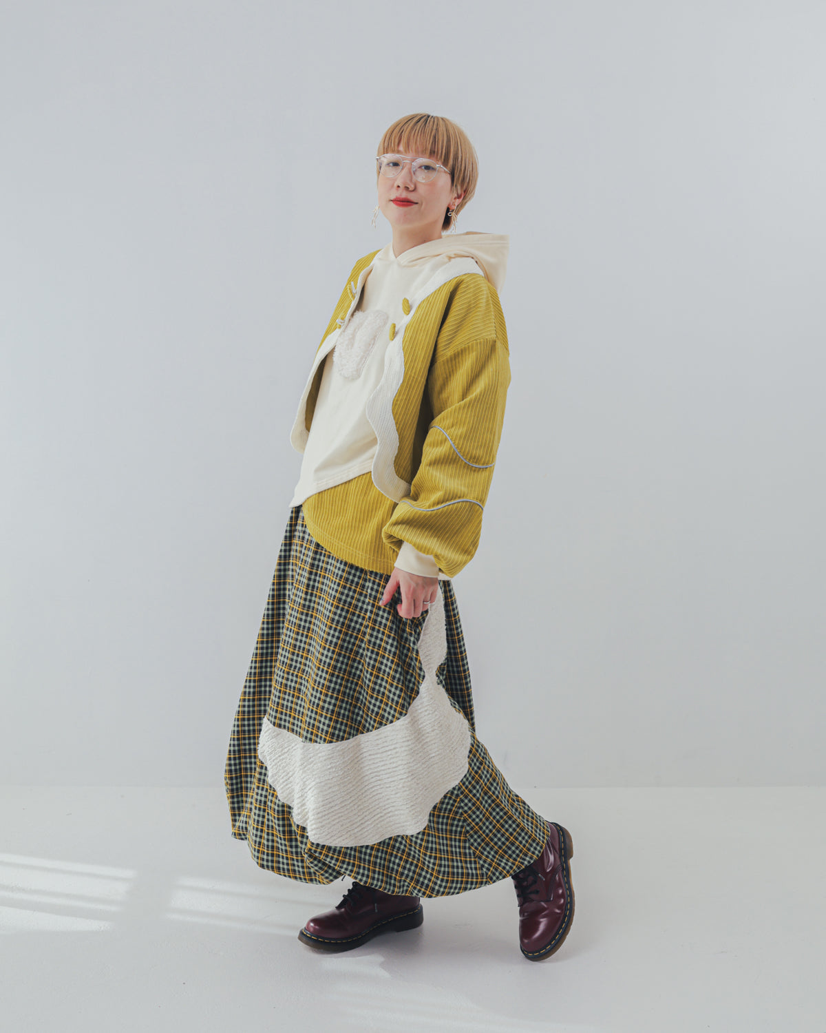 チェックmoonシャギーバルーンスカート ladies  [352-1101-2]