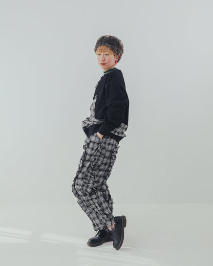 チェックアシメフリルパンツ ladeis  [352-0908-2]