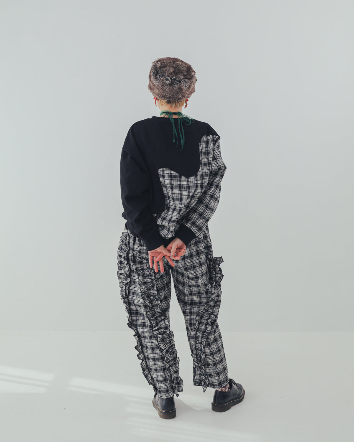 チェックアシメフリルパンツ ladeis  [352-0908-2]