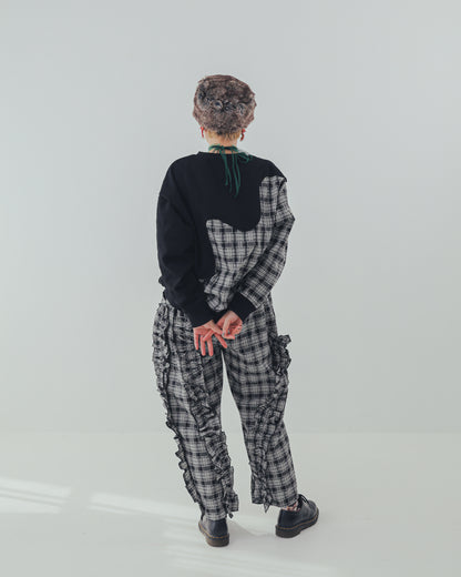 チェックアシメフリルパンツ ladeis  [352-0908-2]