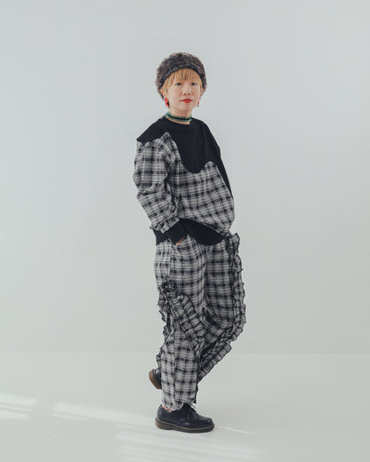チェックアシメフリルパンツ ladeis  [352-0908-2]