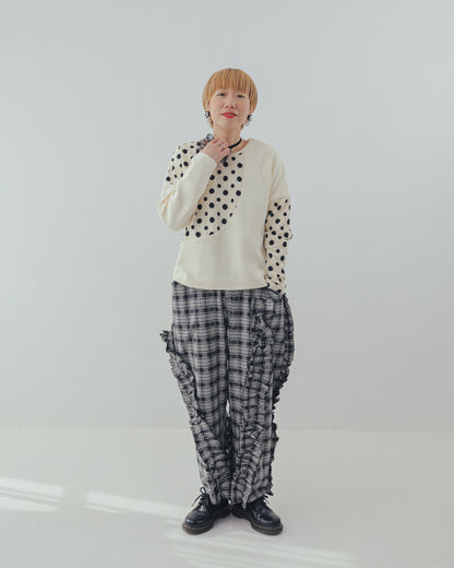 チェックアシメフリルパンツ ladeis  [352-0908-2]