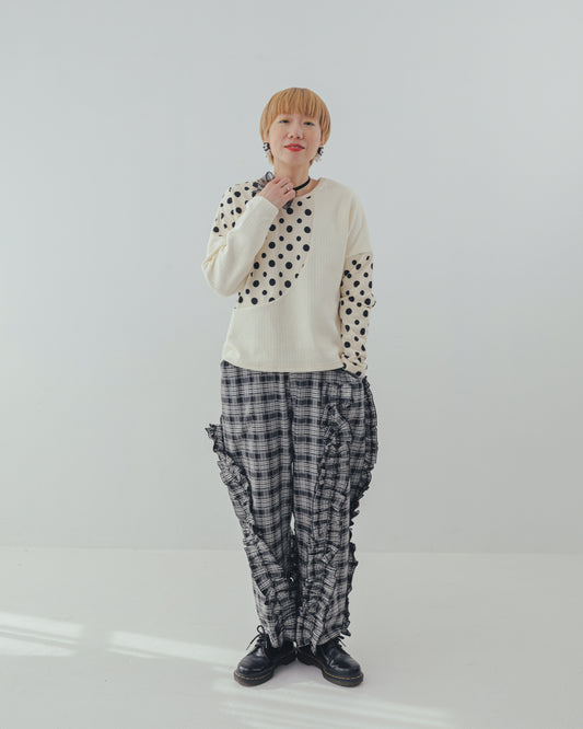 チェックアシメフリルパンツ ladeis  [352-0908-2]
