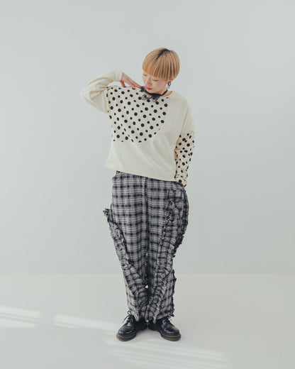 チェックアシメフリルパンツ ladeis  [352-0908-2]