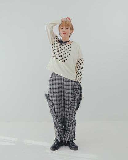 チェックアシメフリルパンツ ladeis  [352-0908-2]