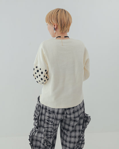 ドット柄切り替えトレーナー ladies  [352-0708-2]