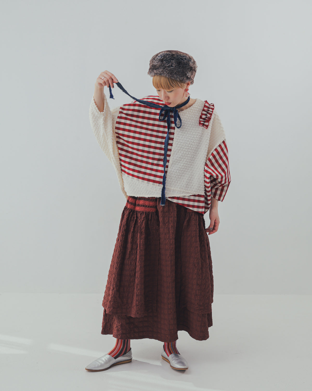 シャーリングデザインスカート ladies [352-1104-2]