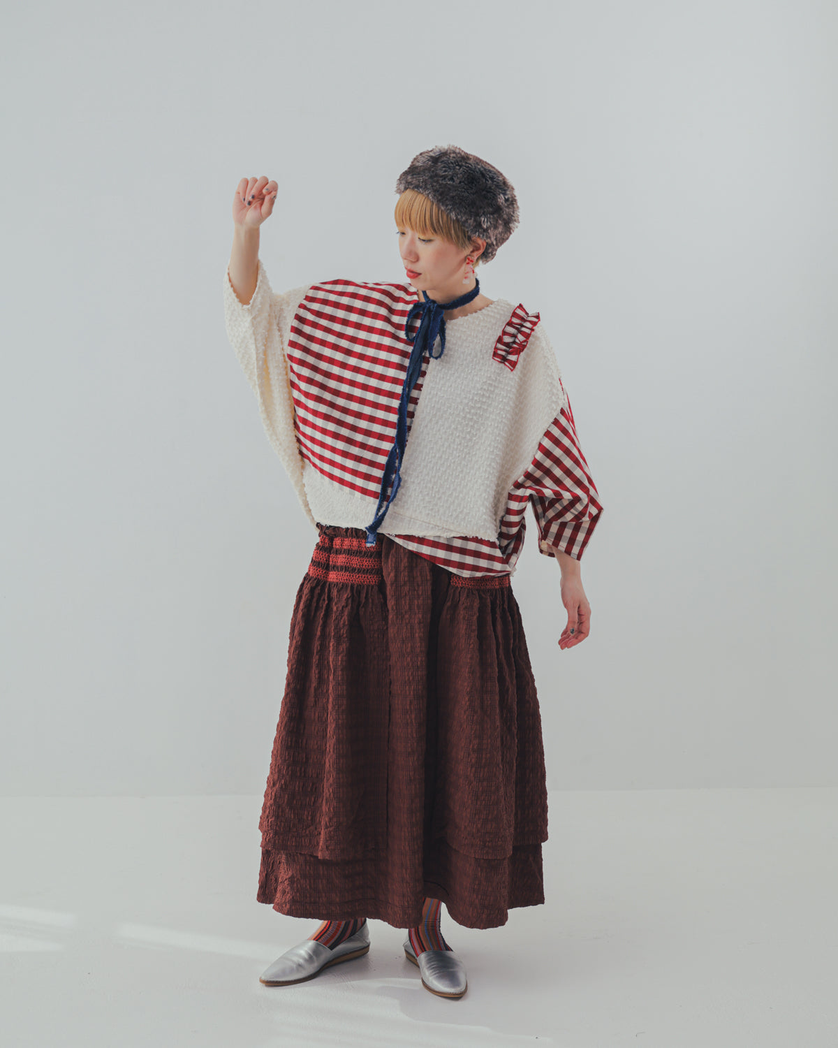 シャーリングデザインスカート ladies [352-1104-2]
