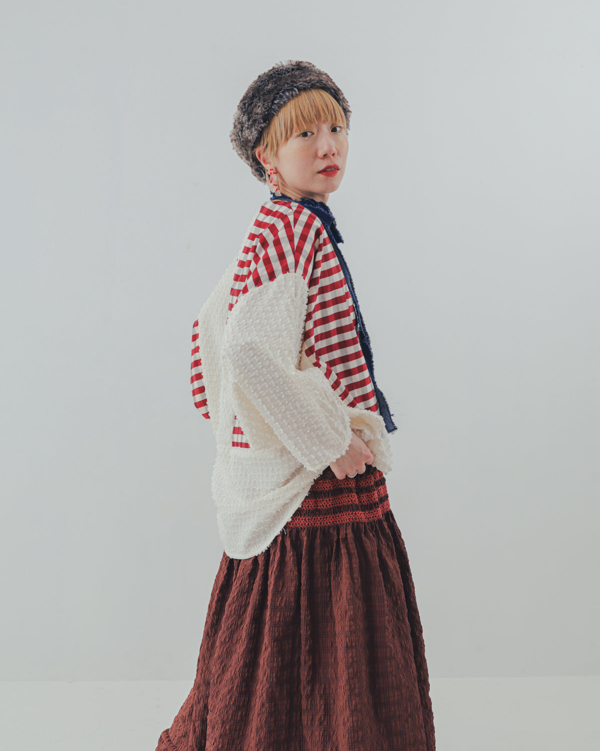 シャーリングデザインスカート ladies [352-1104-2]