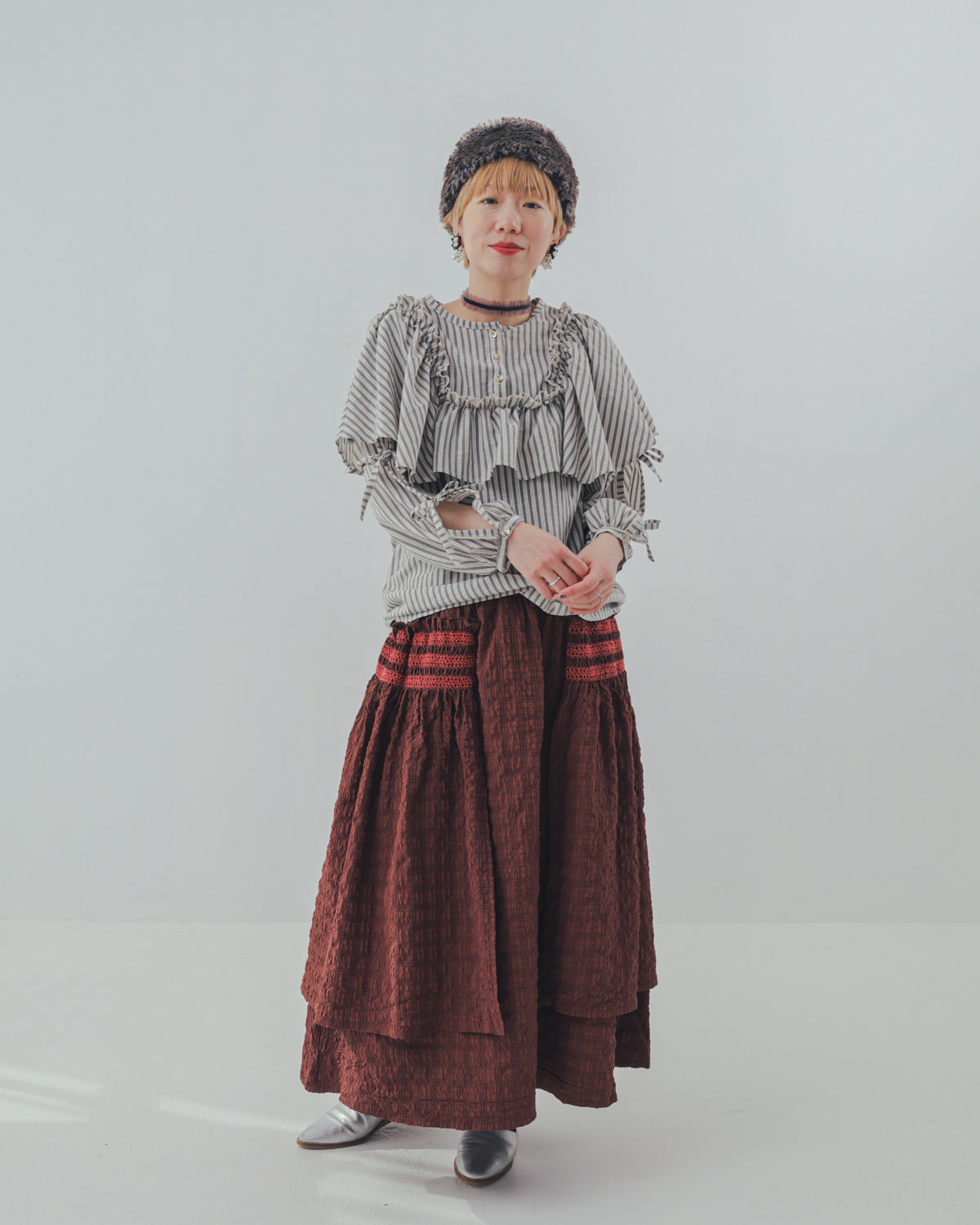 シャーリングデザインスカート ladies [352-1104-2]