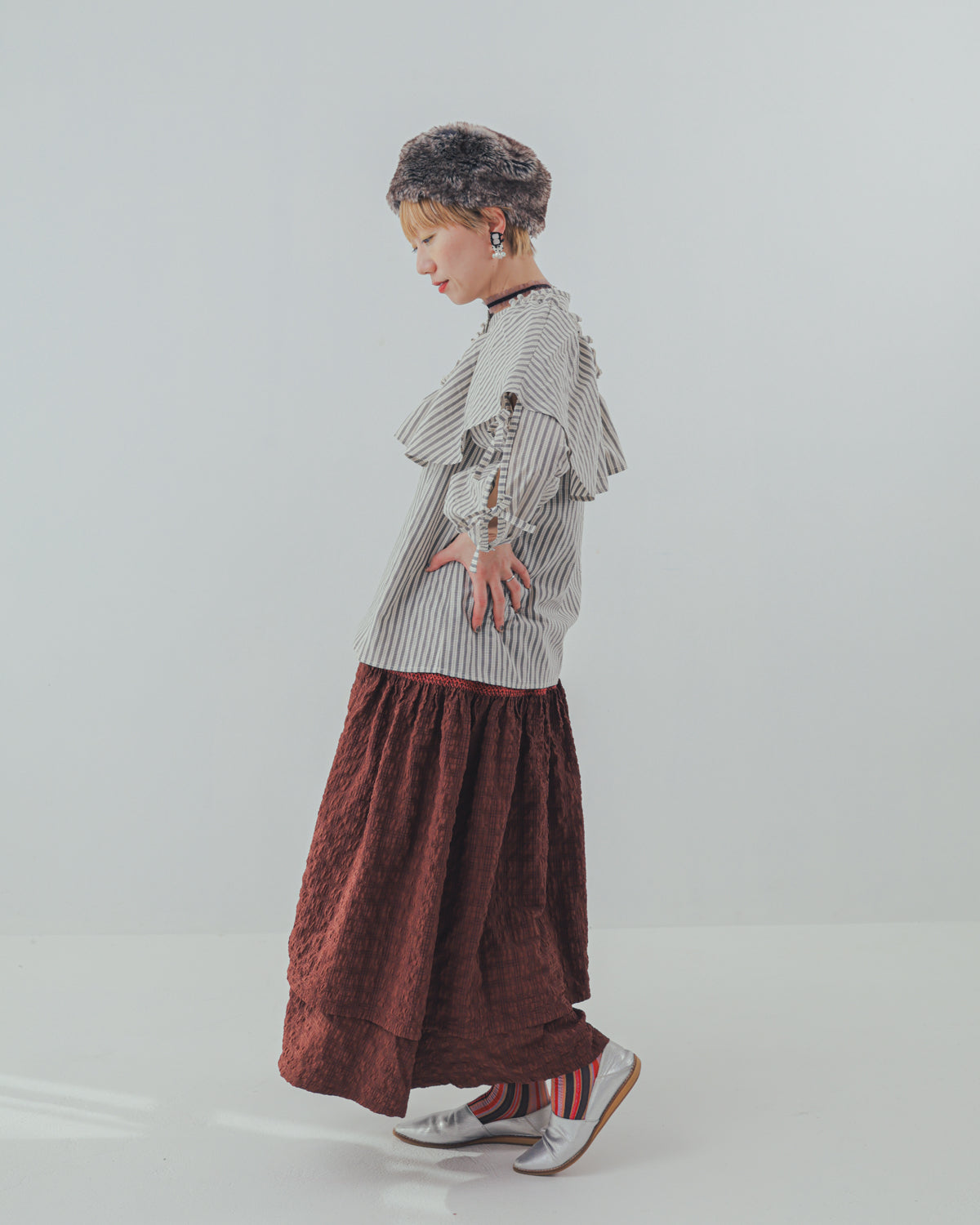 シャーリングデザインスカート ladies [352-1104-2]