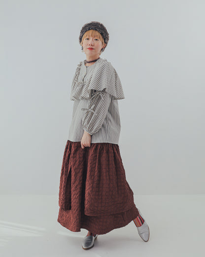 ストライプリボンカットアウトブラウス  ladies  [352-0602-2]