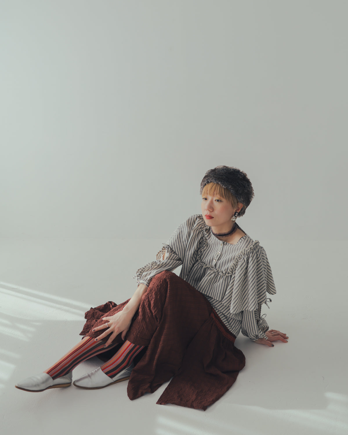 シャーリングデザインスカート ladies [352-1104-2]