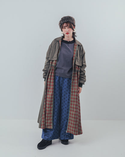 フロッキードットフリルワイドパンツ  ladies   [352-0903-2]
