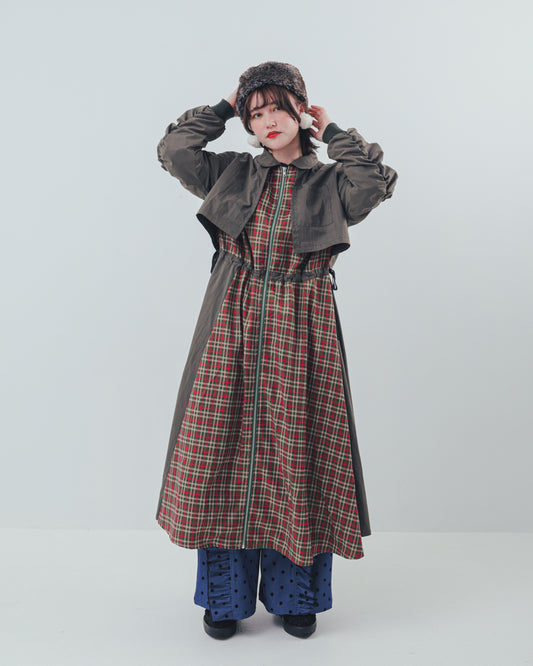 チェックzipperジャケットワンピース   ladies [352-0101-2]