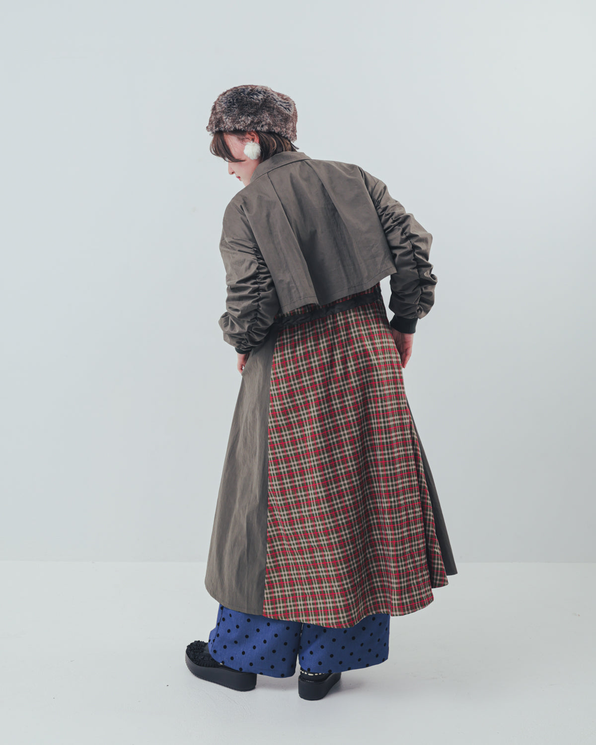 チェックzipperジャケットワンピース   ladies [352-0101-2]
