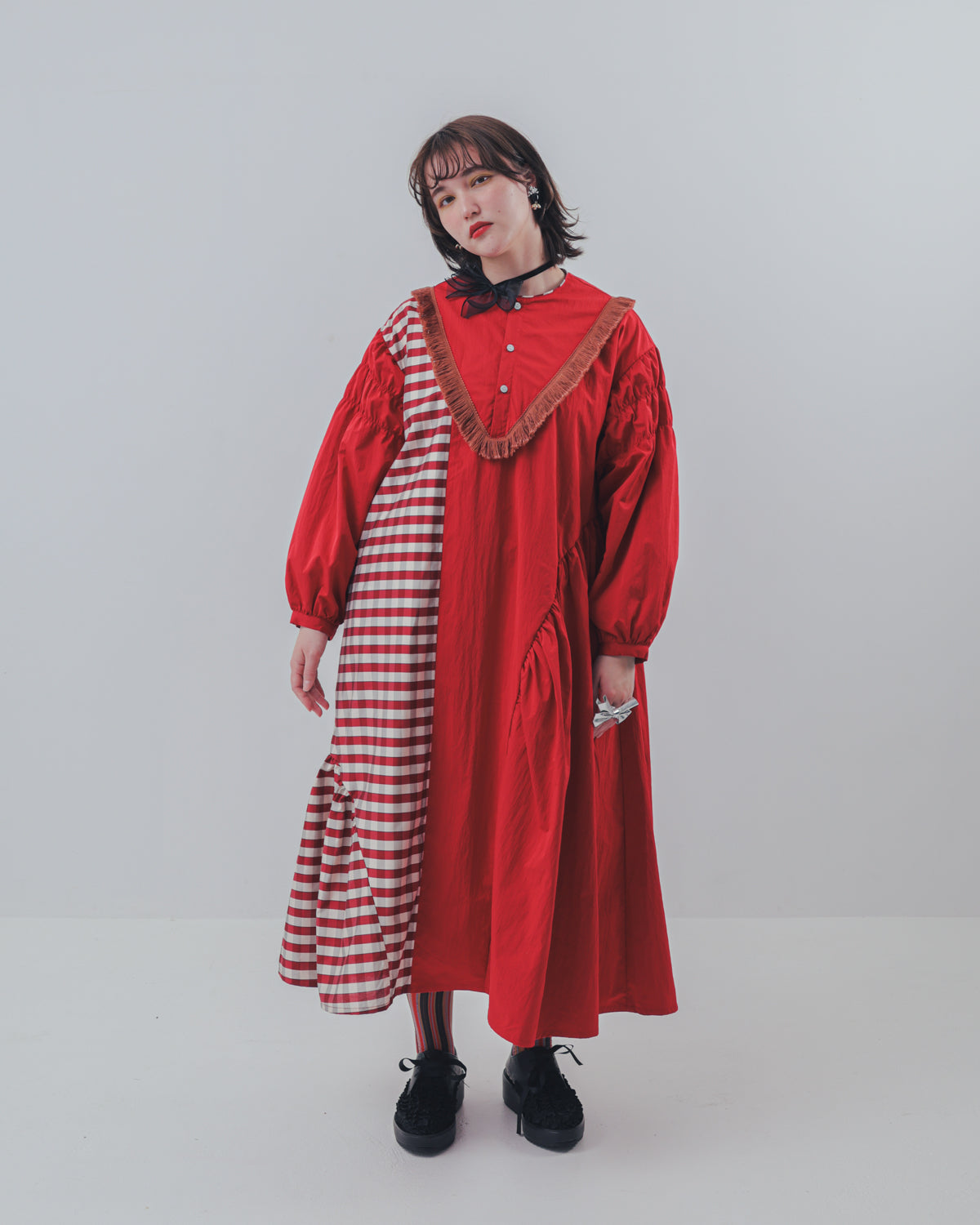 2ピースブロックチェックワンピース ladies  [352-0103-2]