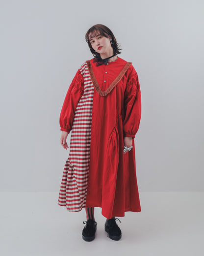 2ピースブロックチェックワンピース ladies  [352-0103-2]