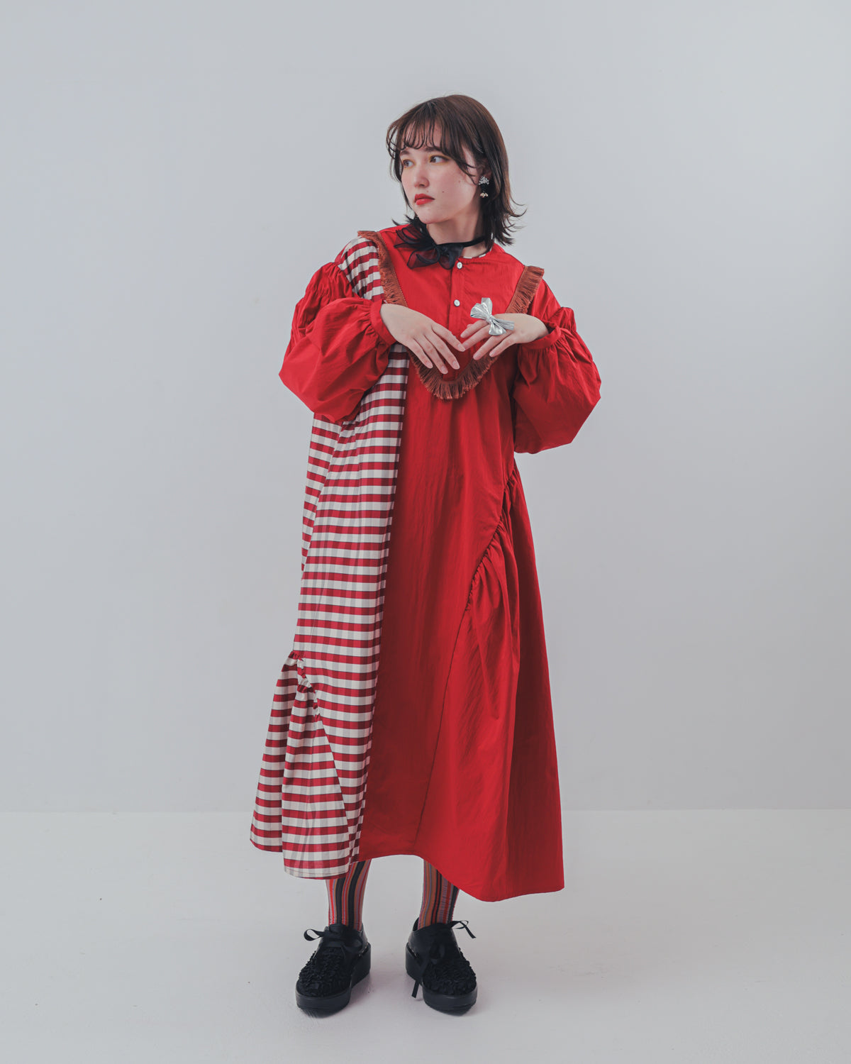 2ピースブロックチェックワンピース ladies  [352-0103-2]