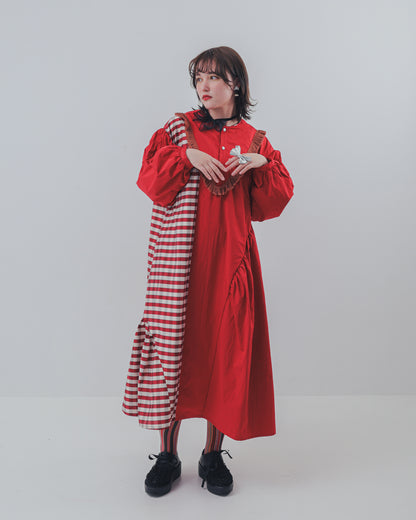 2ピースブロックチェックワンピース ladies  [352-0103-2]