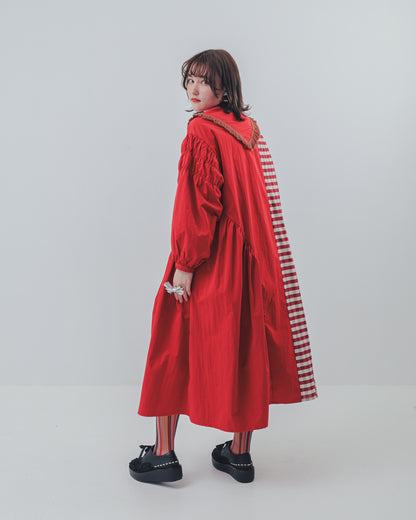 2ピースブロックチェックワンピース ladies  [352-0103-2]