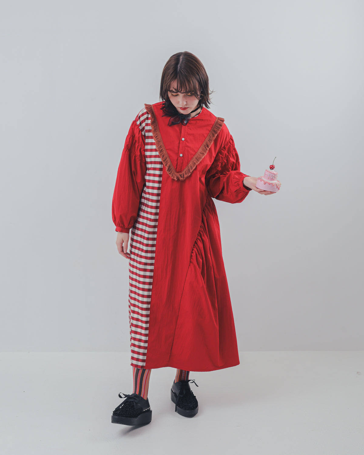 2ピースブロックチェックワンピース ladies  [352-0103-2]