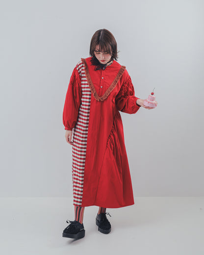 2ピースブロックチェックワンピース ladies  [352-0103-2]