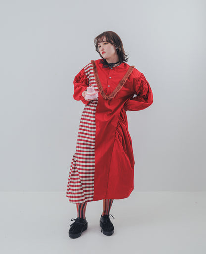 2ピースブロックチェックワンピース ladies  [352-0103-2]