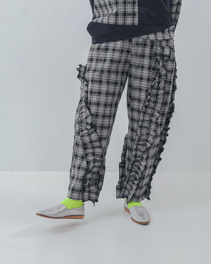 チェックアシメフリルパンツ ladeis  [352-0908-2]