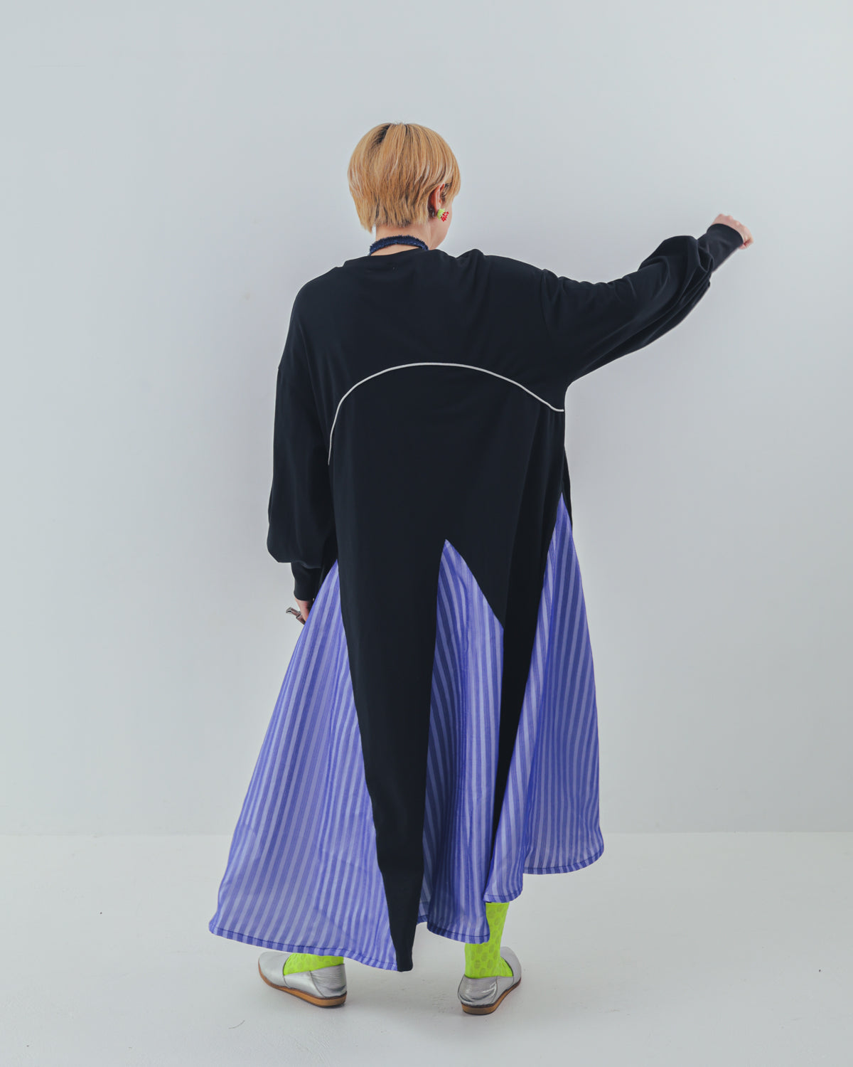 パネル配色カラーAラインワンピース    [352-0106-2]