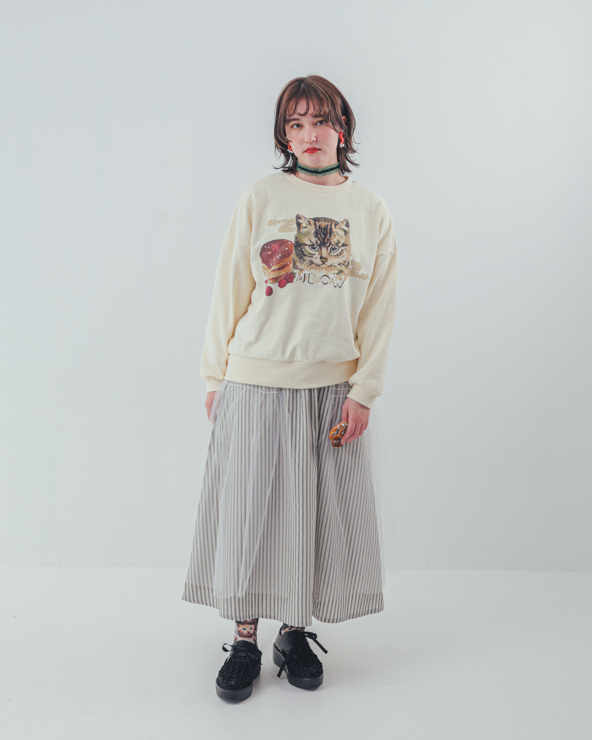 コラージュねこトレーナー ladies    [352-0706-2]
