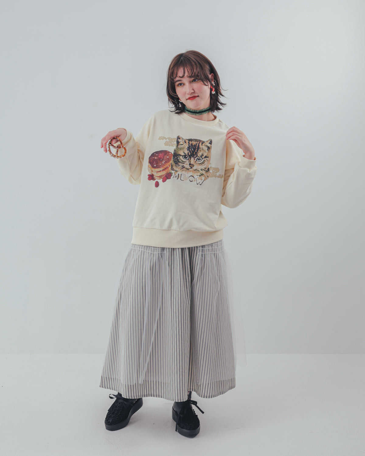コラージュねこトレーナー ladies    [352-0706-2]