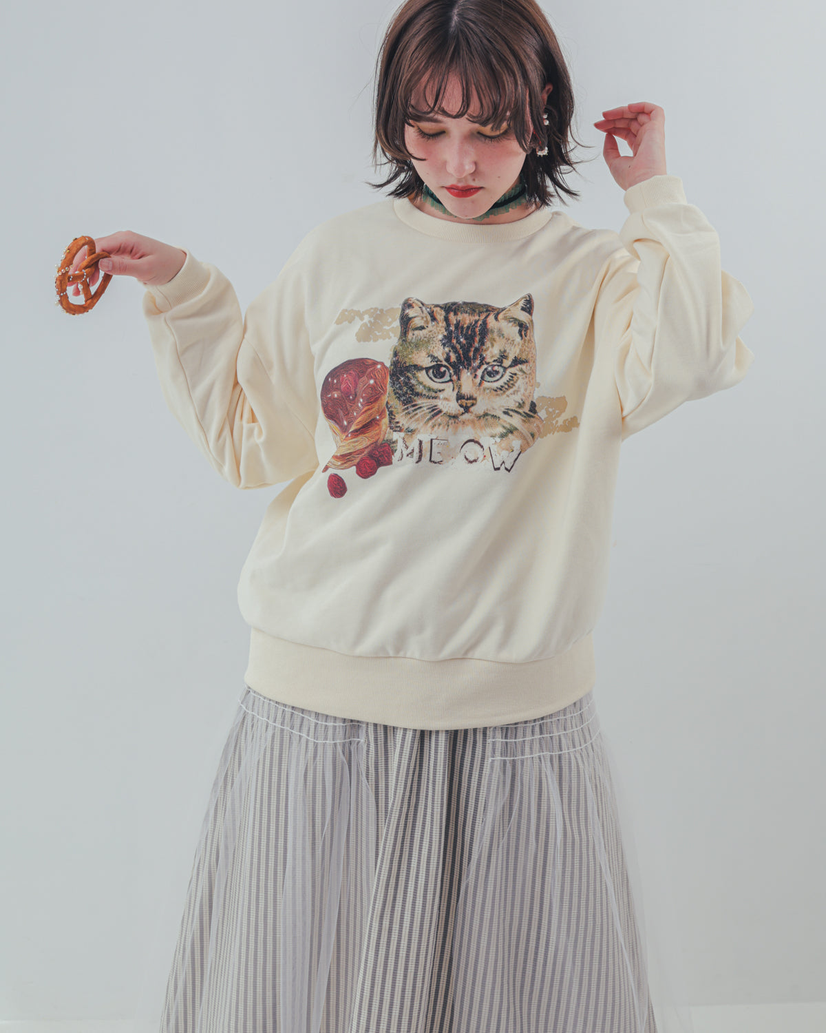 コラージュねこトレーナー ladies    [352-0706-2]