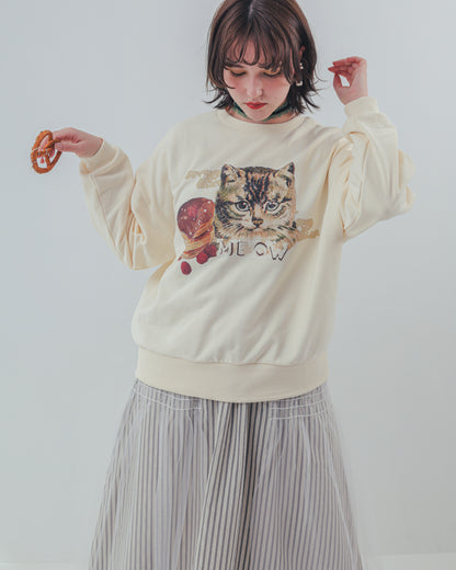 コラージュねこトレーナー ladies    [352-0706-2]