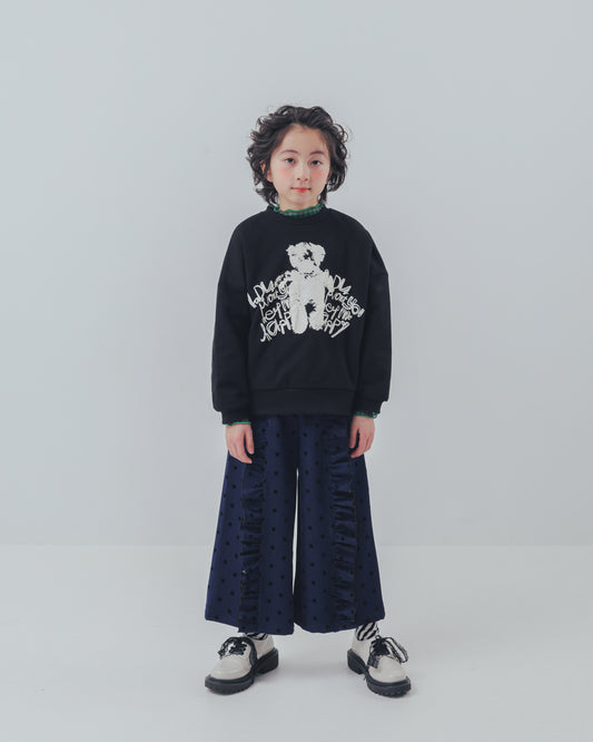 フロッキードットフリルワイドパンツ     [352-0903-1]