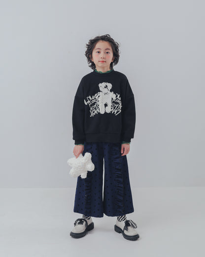 フロッキードットフリルワイドパンツ     [352-0903-1]