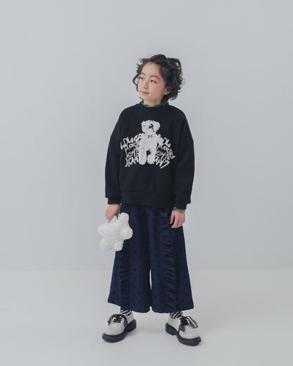 フロッキードットフリルワイドパンツ     [352-0903-1]