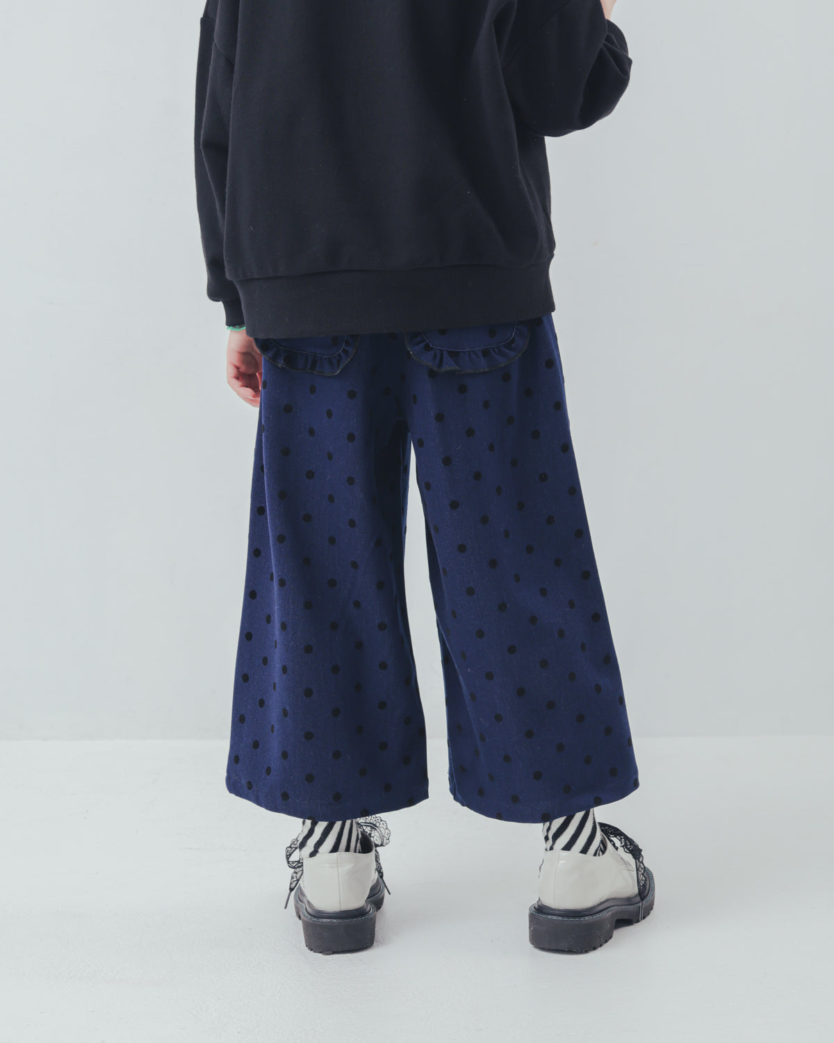 フロッキードットフリルワイドパンツ     [352-0903-1]