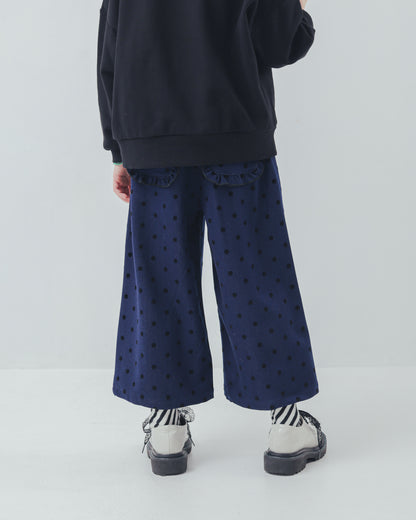 フロッキードットフリルワイドパンツ     [352-0903-1]