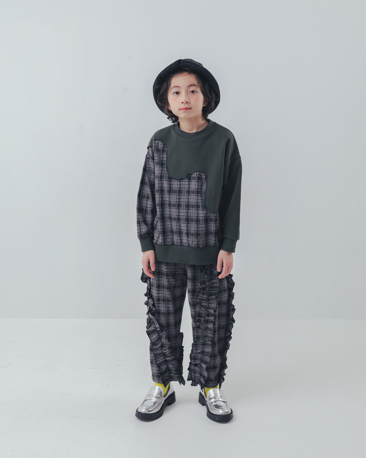 チェックアシメフリルパンツ    [352-0908-1]