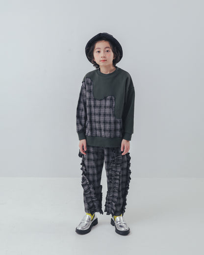 チェックアシメフリルパンツ    [352-0908-1]