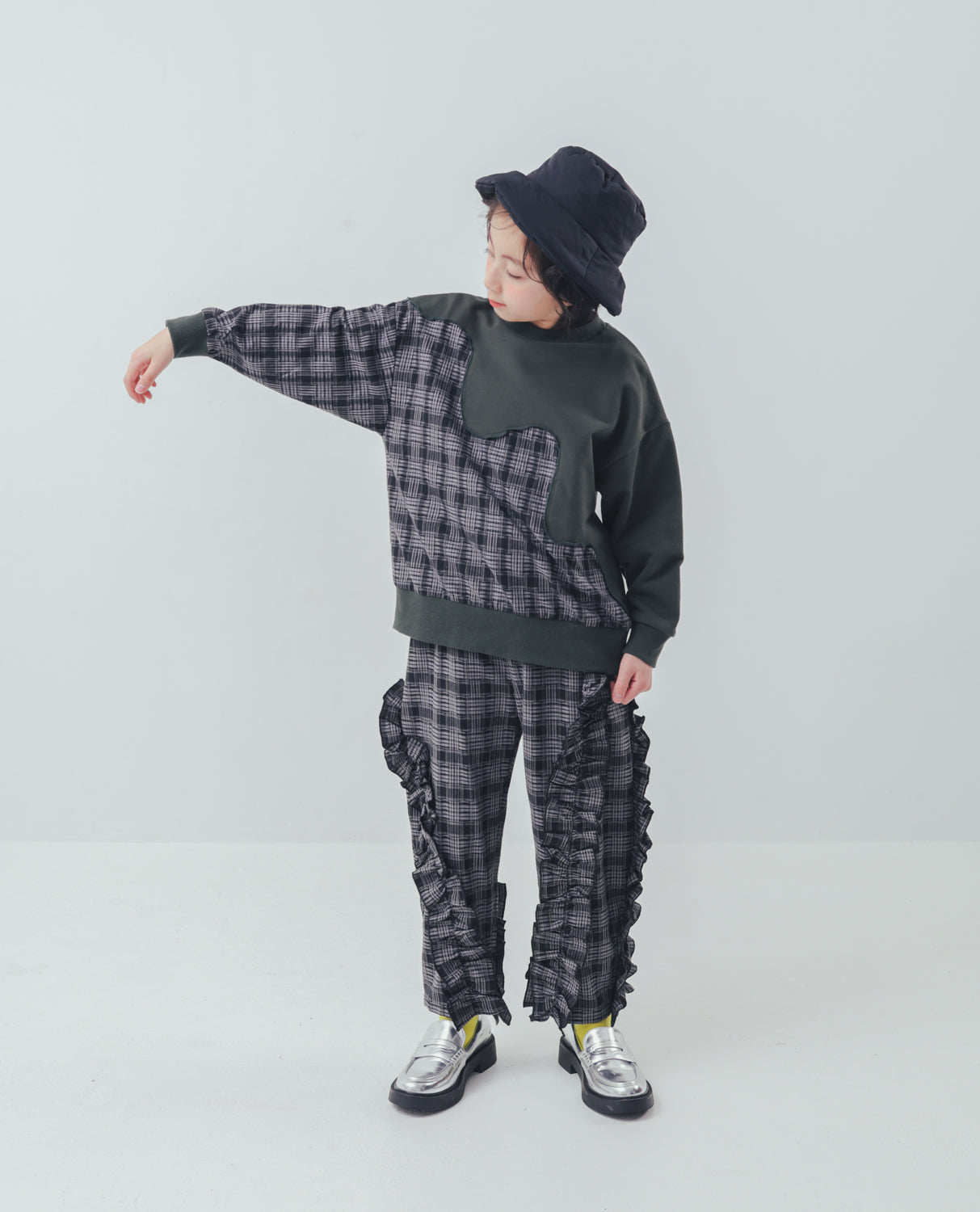 チェックアシメフリルパンツ    [352-0908-1]