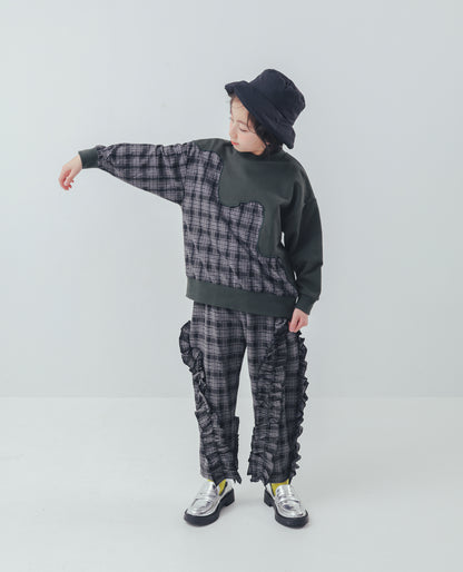 チェックアシメフリルパンツ    [352-0908-1]