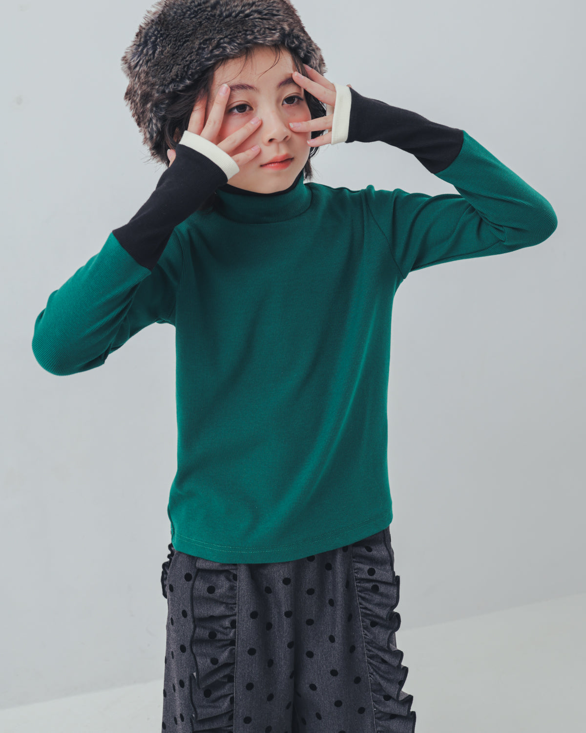 配色フィンガーハイネックtee     [352-1403-1]