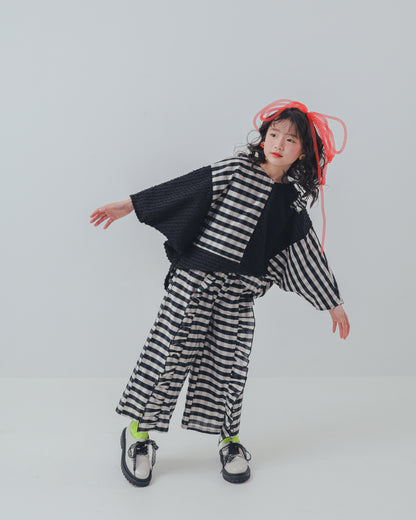ブロックチェックフリルワイドパンツ    [352-0901-1]